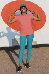 Dark Turquoise All-Over Print Women’s Gym Leggings – High Waist, 4-Way Stretch, Moisture-Wicking