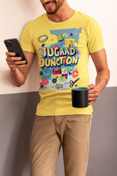 Jugaad Junction T-Shirt – Creative Desi Problem Solver Tee | Funny Indian Innovation Shirt | Colorful Youth Graphic T-Shirt for Men & Women