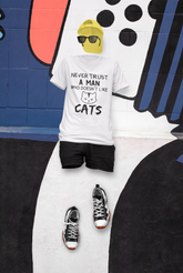Unisex Classic Crew T-Shirt - 'CATS' Humor Graphic with Minimalist Cat Face Design