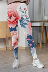 Floral Fusion All-Over Print Women’s Gym Leggings – High Waist, 4-Way Stretch, Moisture-Wicking