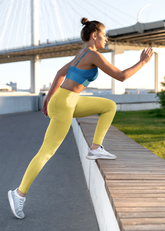 Yellow AOP Gym Leggings for Women – High Waist, Buttery Soft, Workout & Yoga Pants