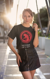 Mother of Cats T-Shirt – Black Fantasy Graphic Tee for Cat Lovers