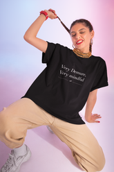 Very Demure, Very Mindful T-Shirt – Minimalist Black Tee with Elegant Quote | Soft-Spoken Chic Streetwear for Men & Women