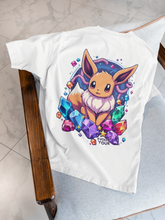 طور أسلوبك - تي شيرت بوكيمون أوفر سايز Eevee Crystal Evolution للجنسين لمحبي الأنمي والألعاب