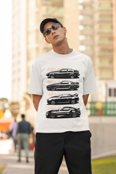 Unisex Oversized Car Evolution T-Shirt – MK2 MK3 MK4 MK5 Sports Car Graphic Tee | Heavyweight 240 GSM Cotton