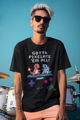 Pixel Pokémon Oversized T-Shirt – Retro Charmander & Squirtle Gamer Tee | Unisex Cotton Streetwear