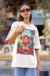 Aloha Pikachu Unisex Oversized T-Shirt – Tropical Hawaiian Pokémon Tee