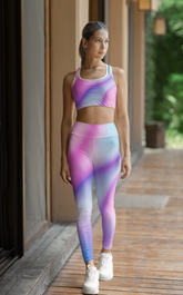 Gradient Glow All-Over Print Women’s Gym Leggings – High Waist, 4-Way Stretch, Moisture-Wicking, with Pocket