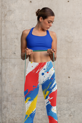 Bold Color Splash Women's Gym Leggings – Vibrant AOP Workout Wear for Fitness, Yoga & Active Lifestyle
