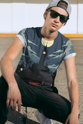 Blood on the Clocktower Village Nightfall T-Shirt – Gothic Town Under Full Moon | All-Over Print BOTC Board Game Tee