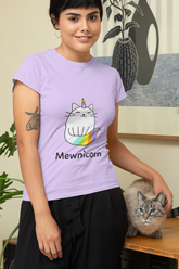 تيشيرت Mewnicorn – تيشيرت نسائي لطيف على شكل قطة ووحيد القرن باللون الرمادي