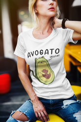 Unisex Classic Crew T-Shirt with Whimsical Avogato Design – Playful Avocado-Cat Hybrid Graphic