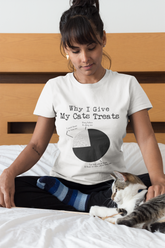 Humorous Cat Pie Chart T-Shirt - Quirky Monochrome Graphic for Cat Lovers | Unisex Crew Tee with Vintage Typewriter Font