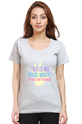 Women’s Black Cotton T-Shirt – “This Is My Office Outfit (Totally Not Pajamas)” Funny Graphic Tee