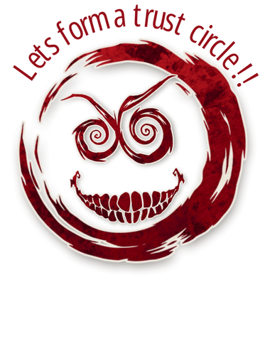“Let’s Form a Trust Circle!!” Blood on the Clocktower T-Shirt – Classic Fit | Creepy Grin Game Night Tee by Meraki Thread