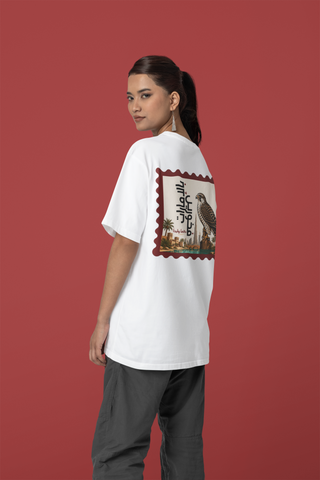 Proud of UAE Unisex Oversized Classic T-Shirt – Middle Eastern Falcon & Calligraphy Design