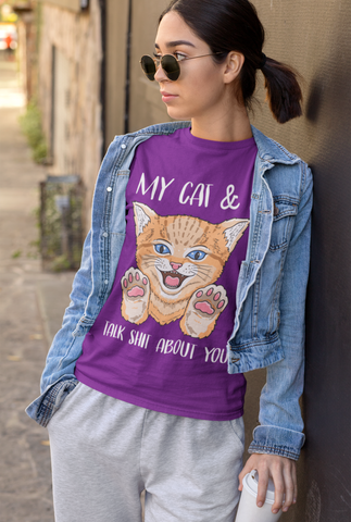Playful Cat Lover's Unisex T-Shirt - Humorous Graphic & Text Design with Bold Colors