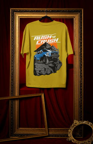 Rush’n Crush Off-Road Oversized T-Shirt – Monster Truck Graphic Unisex Streetwear | 240 GSM Cotton