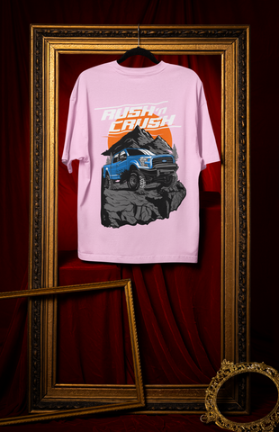 Rush’n Crush Off-Road Oversized T-Shirt – Monster Truck Graphic Unisex Streetwear | 240 GSM Cotton