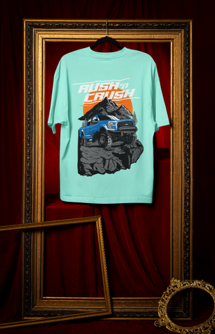 Rush’n Crush Off-Road Oversized T-Shirt – Monster Truck Graphic Unisex Streetwear | 240 GSM Cotton
