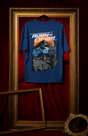Rush’n Crush Off-Road Oversized T-Shirt – Monster Truck Graphic Unisex Streetwear | 240 GSM Cotton