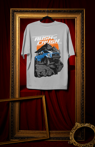 Rush’n Crush Off-Road Oversized T-Shirt – Monster Truck Graphic Unisex Streetwear | 240 GSM Cotton