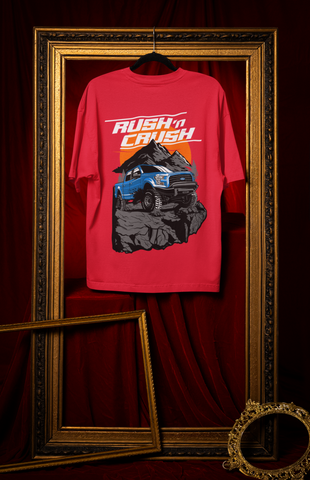 Rush’n Crush Off-Road Oversized T-Shirt – Monster Truck Graphic Unisex Streetwear | 240 GSM Cotton