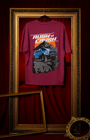 Rush’n Crush Off-Road Oversized T-Shirt – Monster Truck Graphic Unisex Streetwear | 240 GSM Cotton