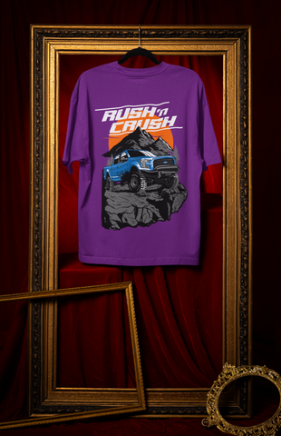 Rush’n Crush Off-Road Oversized T-Shirt – Monster Truck Graphic Unisex Streetwear | 240 GSM Cotton