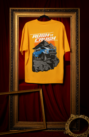 Rush’n Crush Off-Road Oversized T-Shirt – Monster Truck Graphic Unisex Streetwear | 240 GSM Cotton
