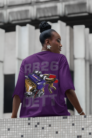 RB26 DETT Oversized T-Shirt – JDM Engine Graphic Back Print | Unisex Heavyweight Streetwear Tee