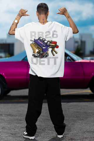 RB26 DETT Oversized T-Shirt – JDM Engine Graphic Back Print | Unisex Heavyweight Streetwear Tee