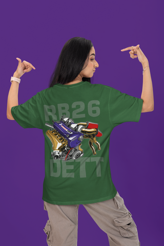 RB26 DETT Oversized T-Shirt – JDM Engine Graphic Back Print | Unisex Heavyweight Streetwear Tee