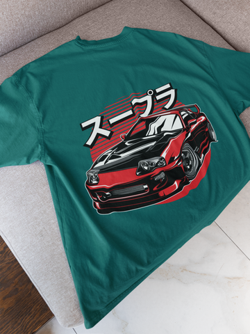 Toyota Supra Oversized T-Shirt – JDM Car Graphic Back Print | Unisex 240 GSM Heavyweight Streetwear Tee
