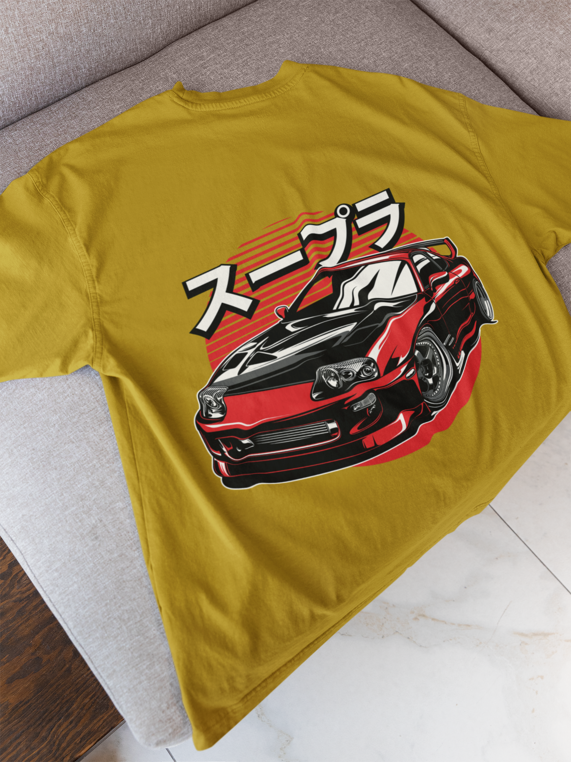 Toyota Supra Oversized T-Shirt – JDM Car Graphic Back Print | Unisex 240 GSM Heavyweight Streetwear Tee