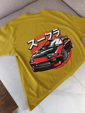 Toyota Supra Oversized T-Shirt – JDM Car Graphic Back Print | Unisex 240 GSM Heavyweight Streetwear Tee