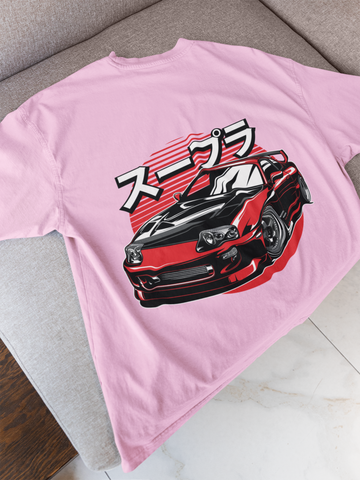 Toyota Supra Oversized T-Shirt – JDM Car Graphic Back Print | Unisex 240 GSM Heavyweight Streetwear Tee