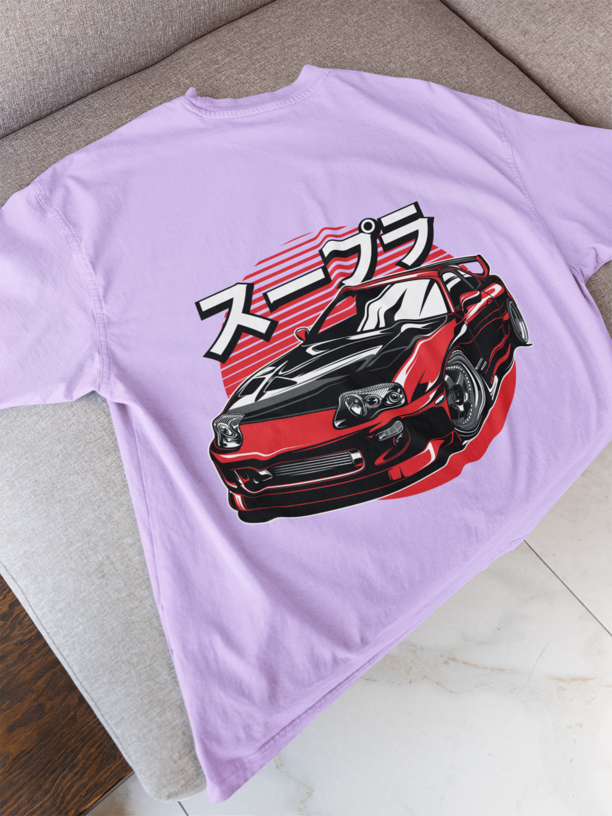 Toyota Supra Oversized T-Shirt – JDM Car Graphic Back Print | Unisex 240 GSM Heavyweight Streetwear Tee