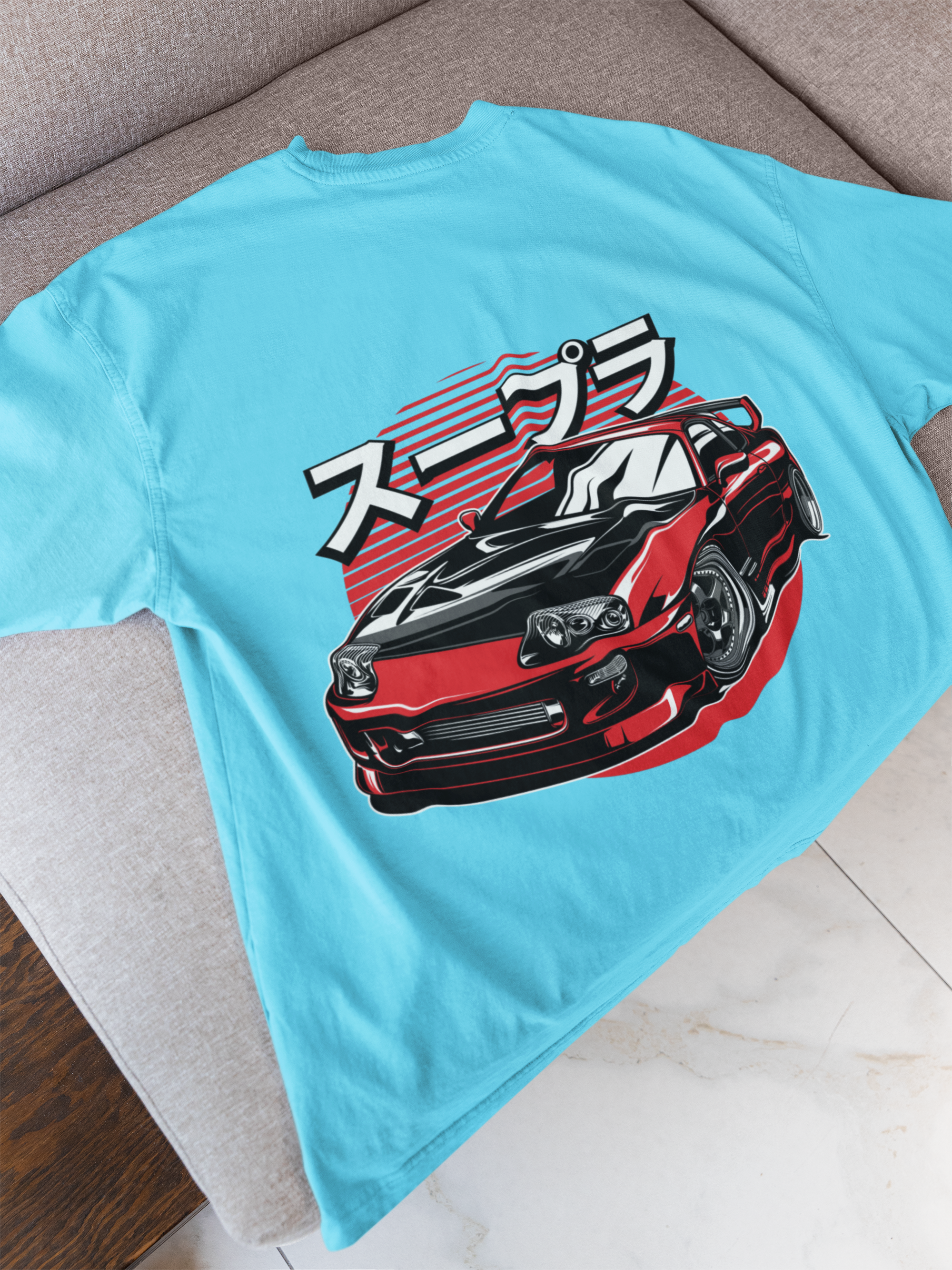 Toyota Supra Oversized T-Shirt – JDM Car Graphic Back Print | Unisex 240 GSM Heavyweight Streetwear Tee