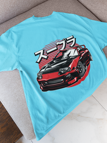 Toyota Supra Oversized T-Shirt – JDM Car Graphic Back Print | Unisex 240 GSM Heavyweight Streetwear Tee