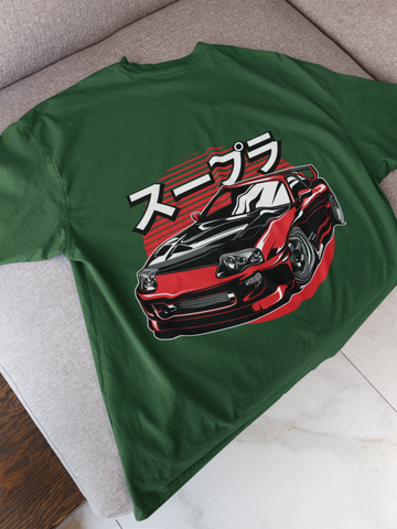 Toyota Supra Oversized T-Shirt – JDM Car Graphic Back Print | Unisex 240 GSM Heavyweight Streetwear Tee