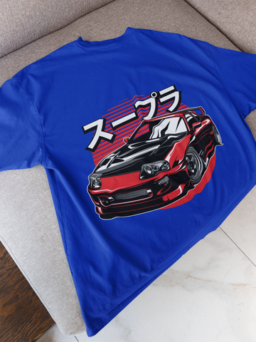 Toyota Supra Oversized T-Shirt – JDM Car Graphic Back Print | Unisex 240 GSM Heavyweight Streetwear Tee