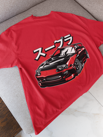 Toyota Supra Oversized T-Shirt – JDM Car Graphic Back Print | Unisex 240 GSM Heavyweight Streetwear Tee