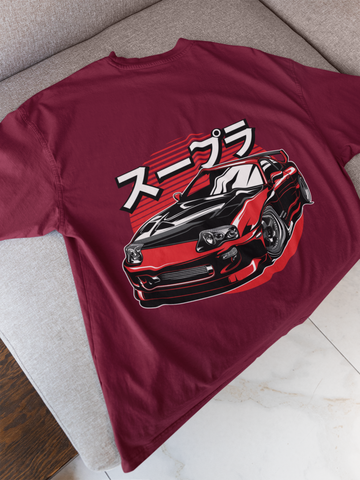 Toyota Supra Oversized T-Shirt – JDM Car Graphic Back Print | Unisex 240 GSM Heavyweight Streetwear Tee