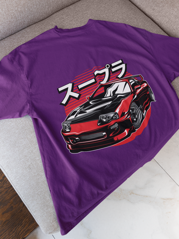 Toyota Supra Oversized T-Shirt – JDM Car Graphic Back Print | Unisex 240 GSM Heavyweight Streetwear Tee