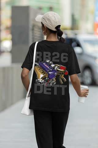 RB26 DETT Oversized T-Shirt – JDM Engine Graphic Back Print | Unisex Heavyweight Streetwear Tee