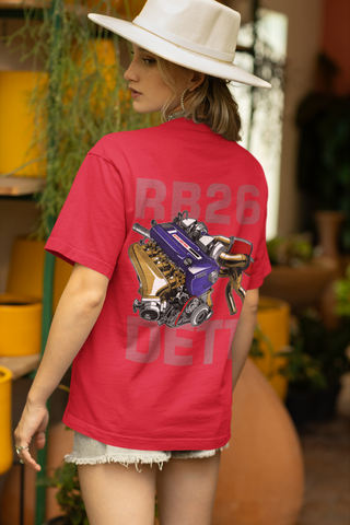 RB26 DETT Oversized T-Shirt – JDM Engine Graphic Back Print | Unisex Heavyweight Streetwear Tee