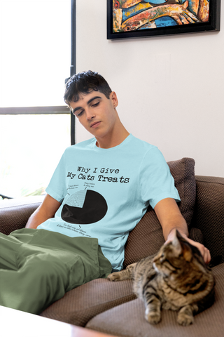 Humorous Cat Pie Chart T-Shirt - Quirky Monochrome Graphic for Cat Lovers | Unisex Crew Tee with Vintage Typewriter Font