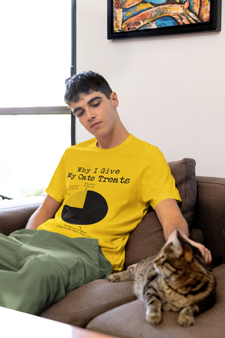 Humorous Cat Pie Chart T-Shirt - Quirky Monochrome Graphic for Cat Lovers | Unisex Crew Tee with Vintage Typewriter Font