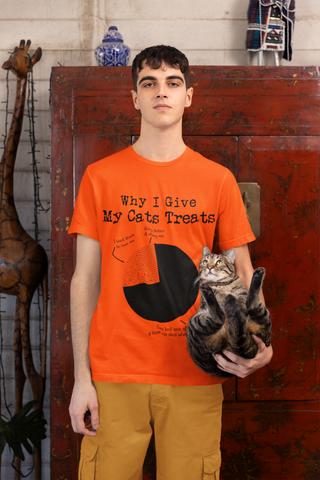 Humorous Cat Pie Chart T-Shirt - Quirky Monochrome Graphic for Cat Lovers | Unisex Crew Tee with Vintage Typewriter Font